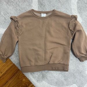 Zara Brown Ruffle Sleeve Sweatshirt